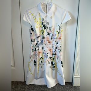 Ted Baker Elegance Scallop Floral Print Ponte Dress